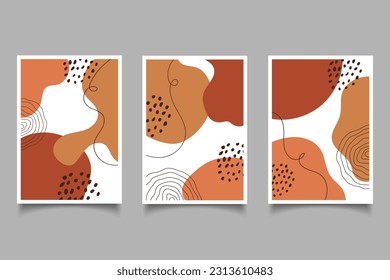 Abstract contemporary poster set with organic shapes.Art minimalist boho modern cover