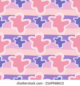 Abstrakte zeitgenössische, primitive Figuren nahtlos Muster. Fun doodle Wolken Hintergrund. Kreative künstlerische Formen Tapete. Primitive Elemente im Hintergrund.