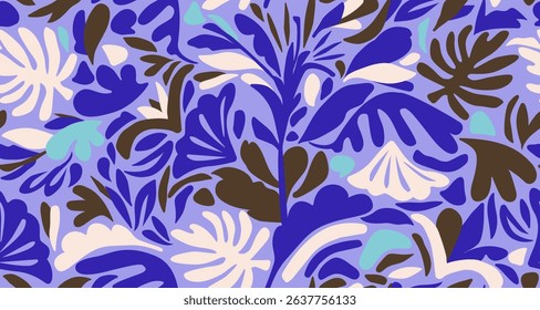 Abstract Contemporary Seamless Pattern. Colorful Organic Shapes Ornament. Trendy Creative Design Perfect for Fabric, Prints, Social Media, Textile, Invitations, Branding. Vector Illustration. Not AI
