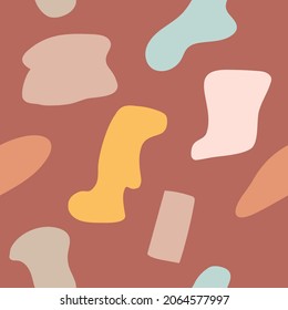 Abstract contemporary seamless pattern. Hand drawn various rounded shapes. Modern trendy vector illustration for textile print, wallpaper, wrapping paper.