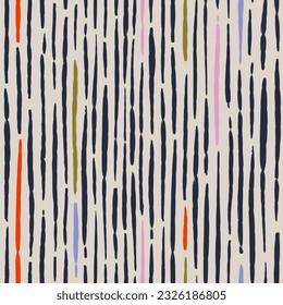 Abstraktes zeitgenössisches, nahtloses Muster mit handgezeichneten Blumenformen, Flecken, Punkten und Linien mit Texturen. Lebhafter Boho-Druck. Moderne Collage, Vektorgrafik