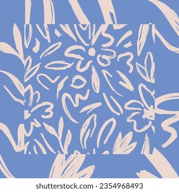 Abstract contemporary seamless pattern with hand drawn shapes, spots, dots and lines with textures. Vibrant boho print. Modern collage vector illustration