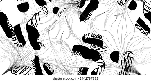 Patrón sin costuras contemporáneo abstracto. Formas geométricas dibujadas a mano Impresiones boho vibrantes y repetibles. Ilustración de vector