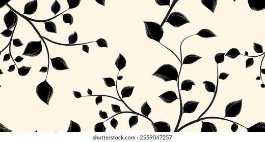 Abstract contemporary seamless pattern. Hand-drawn flower and leaf shape textures. Repeatable vibrant boho prints. Floral background. Vector illustration