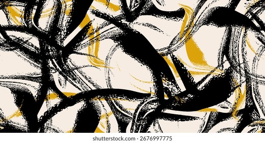 Abstractas patrón contemporáneo sin fisuras. Forma de obra de arte antigua dibujada a mano. Impresiones boho vibrantes. Patrón de repetición de Ilustración vectorial