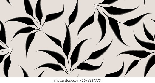 Abstract contemporary seamless pattern. Hand-drawn flower and leaf shape textures. Repeatable and vibrant boho prints. Vector illustration
