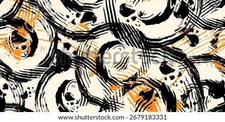 Abstract contemporary seamless pattern. Hand-drawn geometric dots and linear patterns. Vector illustration
