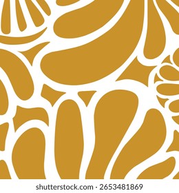 Abstract contemporary seamless pattern with leaves and fllowers in doodle style. Vector botanical texture. Seamless pattern for scandinavian design. Modern elegant trendy.