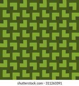 Abstract contemporary seamless pattern of various square shapes in green shades