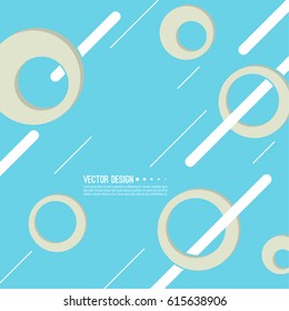 Abstract contemporary style. Modern blue background pattern design with composition of rounded, oval objects and dot lines. 