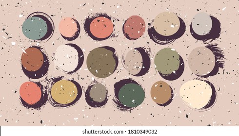 Abstract contemporary trendy artistic background. Wall art with hand drawn elements in earthy muted neutral colors. Organic shapes. Artistic home decoration print design. EPS 10 vector illustration