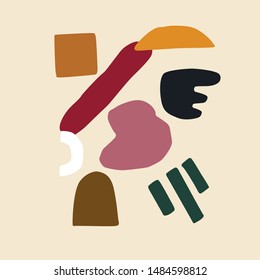Abstract contemporary trendy set of various shapes and objects. Hand drawn modern collection in Scandinavian style. Vector illustration for interior, print, card, wallpaper, wall art, decoration