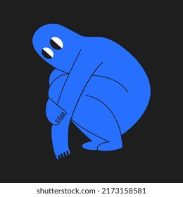 Abstract contemporary trendy vector illustrations. Silhouette of blue human. All elements are isolated.