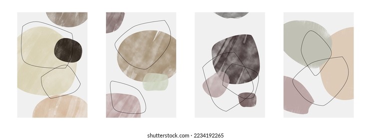 Abstract Contemporary Wall Art. Beige Abstract Home Decor. Modern Minimalist Interior Decoration