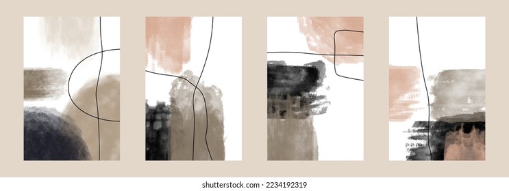 Abstract Contemporary Wall Art. Beige Abstract Home Decor. Modern Minimalist Interior Decoration