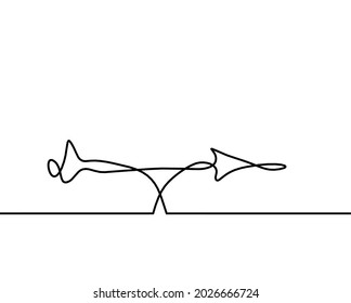 Abstract continuous drawing line arrow as sign of direction on white background. Vector