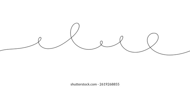 Abstract continuous endless line with curls, curves on a white background, vector illustration. Modern minimalistic background with space for text. Graphic element for banner, design, label