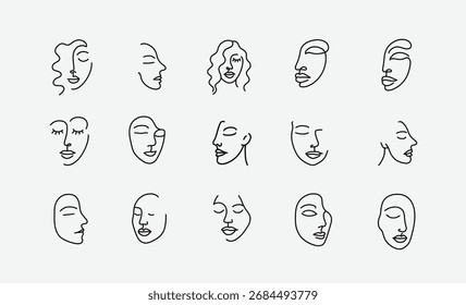 Abstract Continuous Face Line Art Graphic Pack