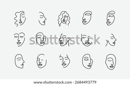 Abstract Continuous Face Line Art Graphic Pack