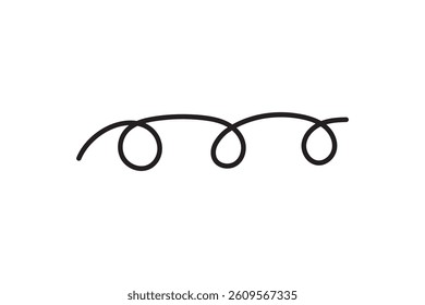 Abstract Continuous Line Art Swirls, Three Circles, Doodle Design