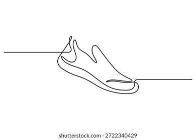 Abstrakte kontinuierliche Linie lässiger Slip auf Sneaker Artwork, glatte moderne Outline-Rhythmus, minimalistisches Schuhkonzept für Branding, Poster, Dekor und Alltag Lifestyle-Designs