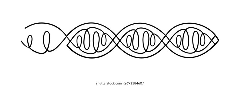 Abstract continuous line design resembling a stylized DNA double helix. Perfect for science-themed art, banners, backgrounds, or modern minimal branding.