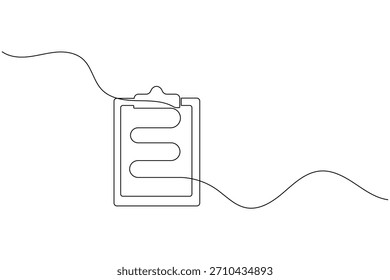 Abstrakte durchgehende Linienzeichnung einer Zwischenablage, minimalistischer Designvektor.