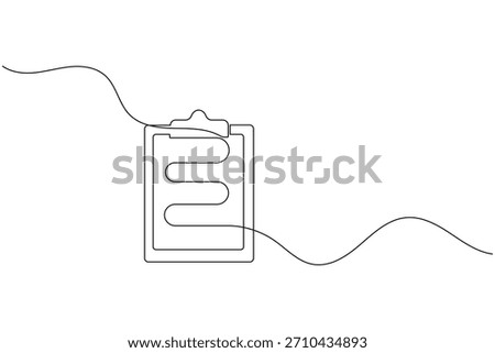 Abstract continuous line drawing of a clipboard, minimalistic design vector.
