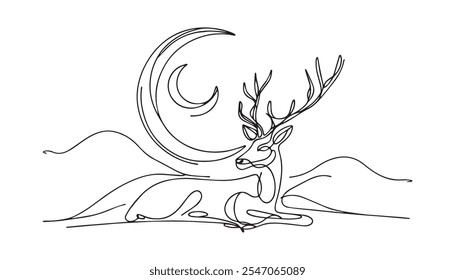 An abstract continuous line drawing of a deer