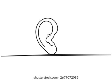 Abstract continuous line drawing of ears, modern minimalist illustration for medical, sound and hearing theme