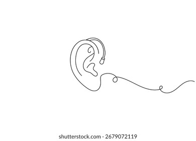 Abstract continuous line drawing of ears, modern minimalist illustration for medical, sound and hearing theme