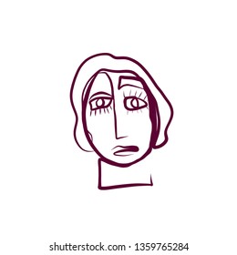 Abstract continuous line drawing face. Minimalism beauty logo isolated on white background. Fashion hand drawn vector. 