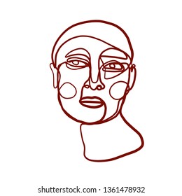 Abstract continuous line drawing face. Minimalism beauty logo isolated on white background. Fashion hand drawn vector. 