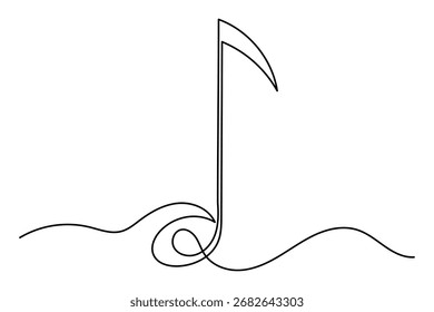 Abstract continuous line drawing of music notes and treble clef, ideal for art, posters, and music themes
