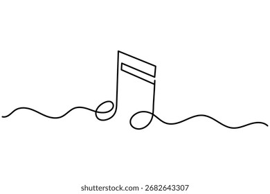 Abstract continuous line drawing of music notes and treble clef, ideal for art, posters, and music themes