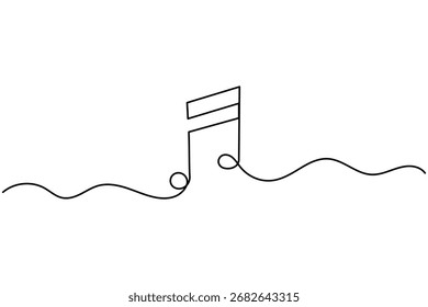 Abstract continuous line drawing of music notes and treble clef, ideal for art, posters, and music themes