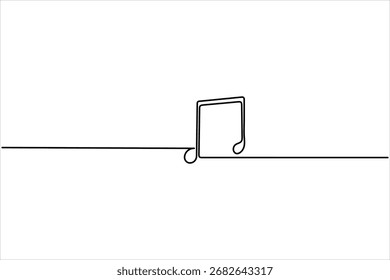 Abstract continuous line drawing of music notes and treble clef, ideal for art, posters, and music themes