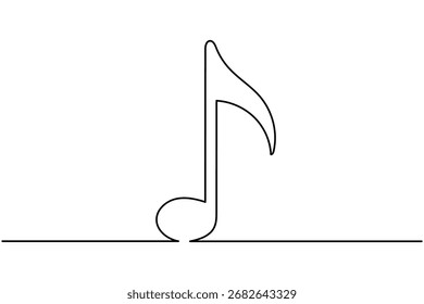 Abstract continuous line drawing of music notes and treble clef, ideal for art, posters, and music themes