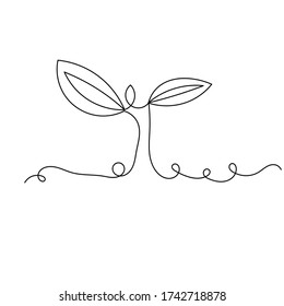 abstract continuous line drawing of plant on white background