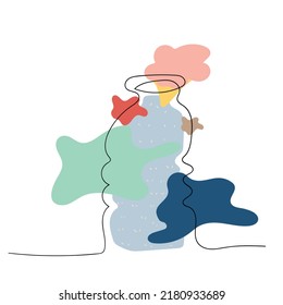 Abstract Continuous line drawing of vase colorful on white background Vector illustration Design for Artwork website card Background Banner poster flyer 