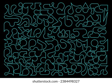 Abstract continuous line scribble art isolated on black background. Vector illustration