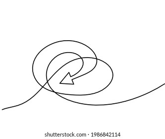 Abstract continuous lines arrows drawing on white as background. Vector