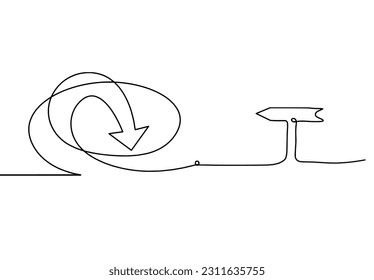 Abstract continuous lines arrows as drawing on white background