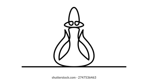Abstract continuous one line art ink bottle vector illustration