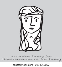 Abstrakte kontinuierliche Zeichnung einer Linie, weibliches Gesicht. Modernes Porträt. Vektorgrafik, ModeEine Linie, die Frauen zeichnet