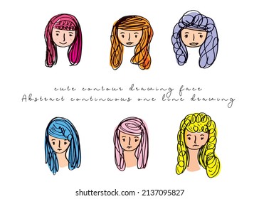 Abstrakte kontinuierliche Zeichnung einer Linie, weibliches Gesicht. Modernes Porträt. Vektorgrafik, ModeEine Linie, die Frauen zeichnet