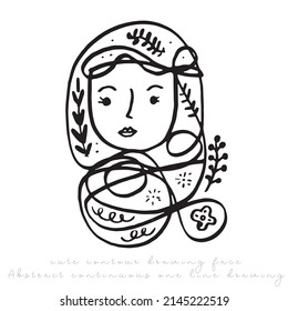 Abstract continuous one line drawing, woman face. Modern style portrait. Vector illustration,Fashion One line drawing women faces