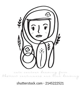 Abstract continuous one line drawing, woman face. Modern style portrait. Vector illustration,Fashion One line drawing women faces