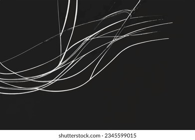 Abstrakte kontinuierliche Zeichnung einer Linie. Handgezeichnete Vektorgrafik mit einem Line-Stil, die weiße Skizze auf schwarzem Hintergrund zeichnet.