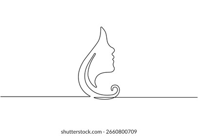 Abstract continuous one line drawing, woman face.